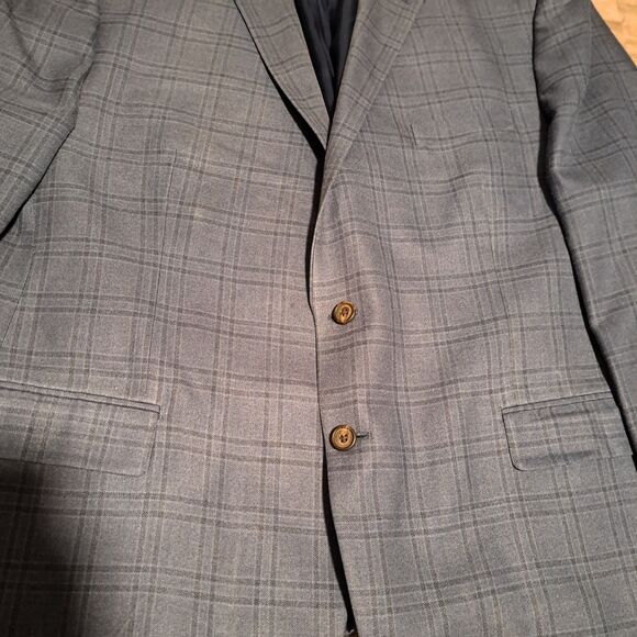 Ralph Ralph Lauren Size 48R Silk Wool Blend Blazer 2 Button Blue Plaid - Picture 7 of 16